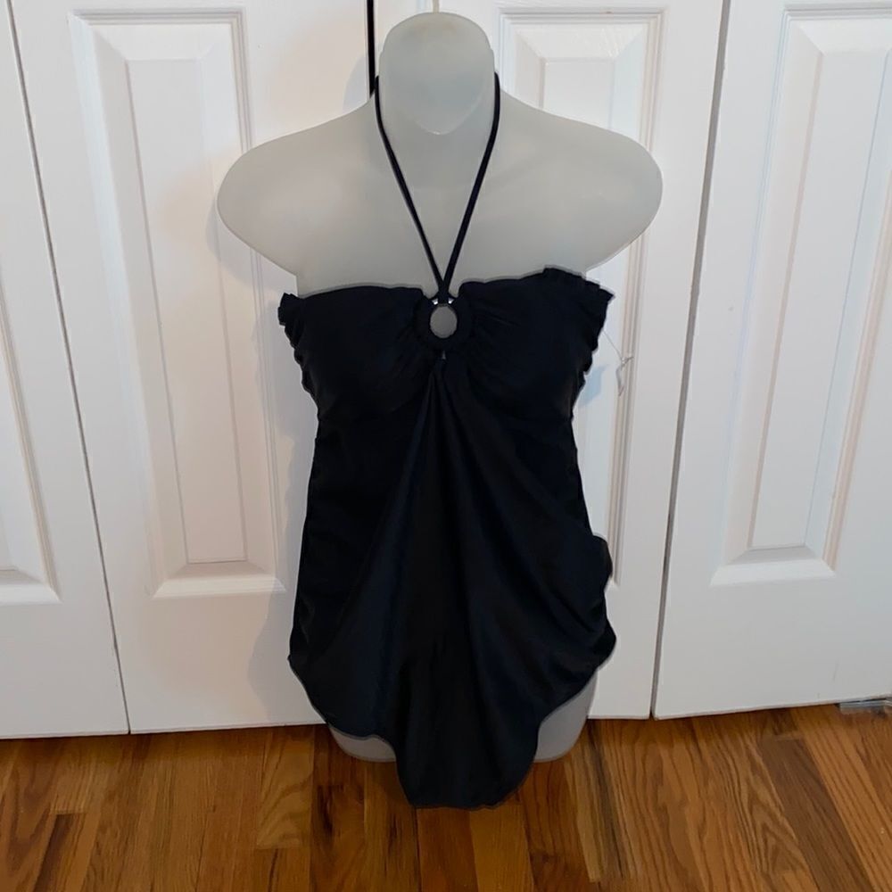 Motherhood Maternity Black One Piece Swimsuit Bathing Suit Beach Bump Large L